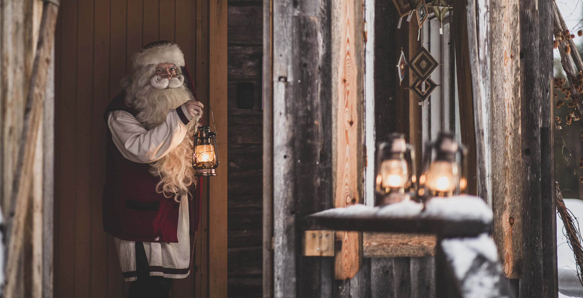 Moment with Santa - Santa Claus meeting at Santa's hidden hut in Äkäslompolo, Lapland, Finland