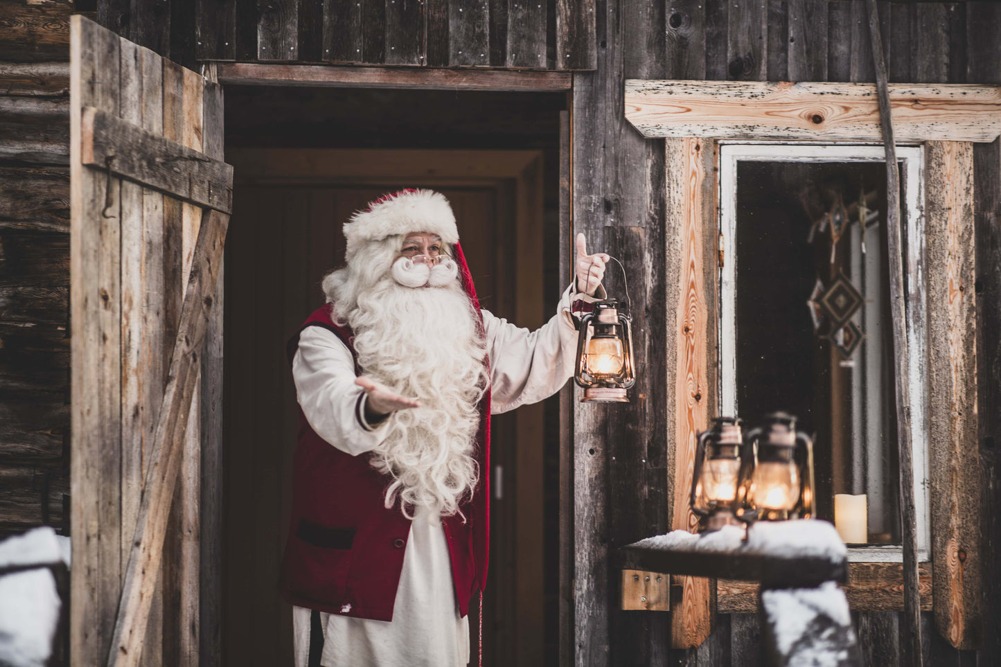 Moment with Santa - Santa Claus meeting at Santa's hidden hut in Äkäslompolo, Lapland, Finland