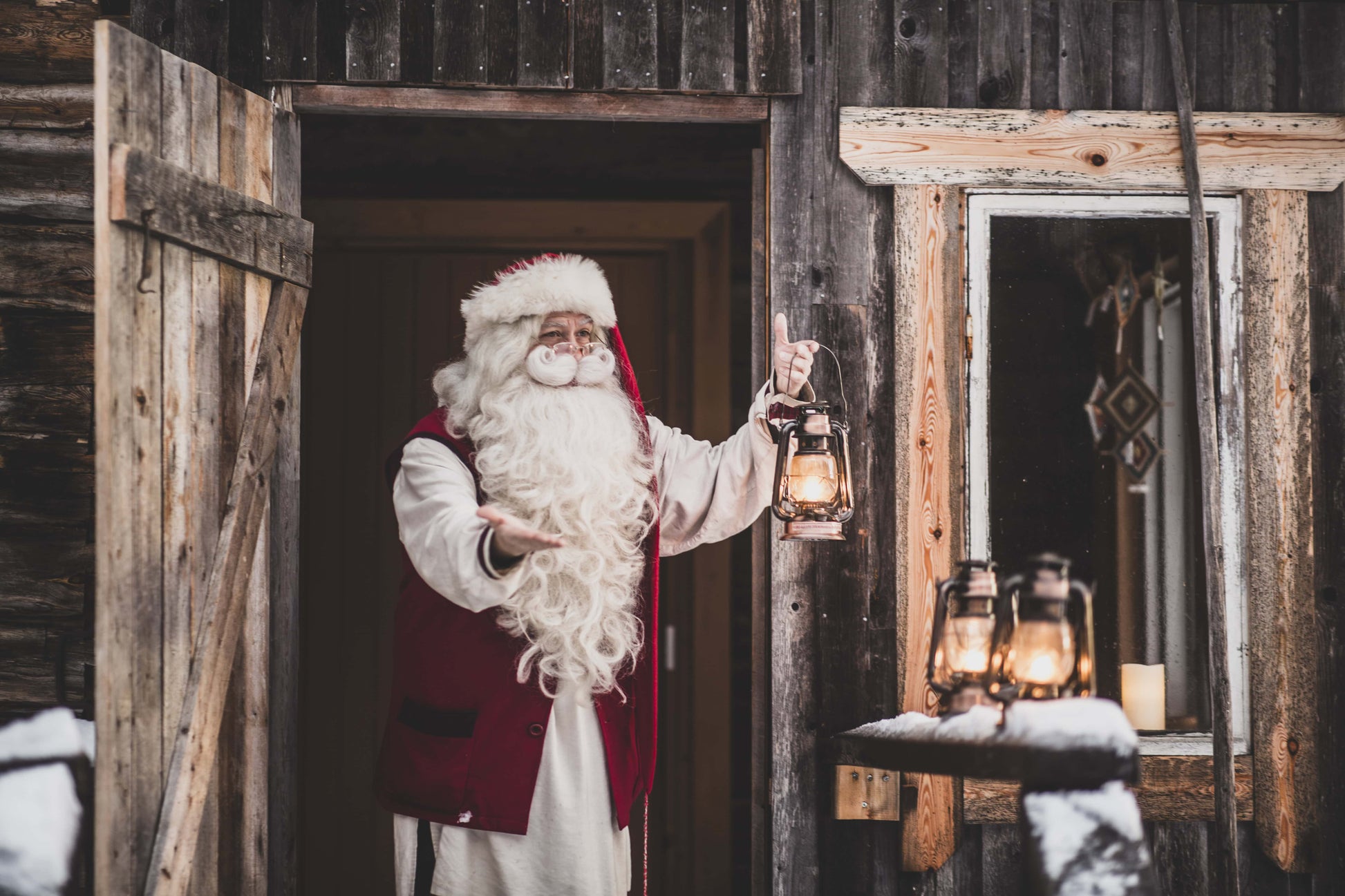 Moment with Santa - Santa Claus meeting at Santa's hidden hut in Äkäslompolo, Lapland, Finland